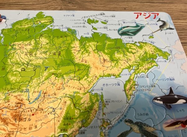 日本語版のアジア地図のパズル。