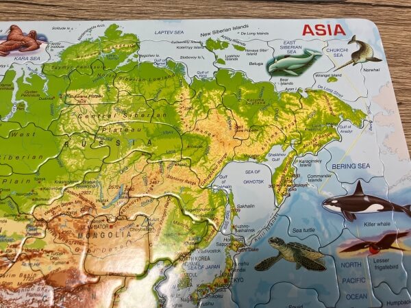 英語版のアジア地図のパズル。